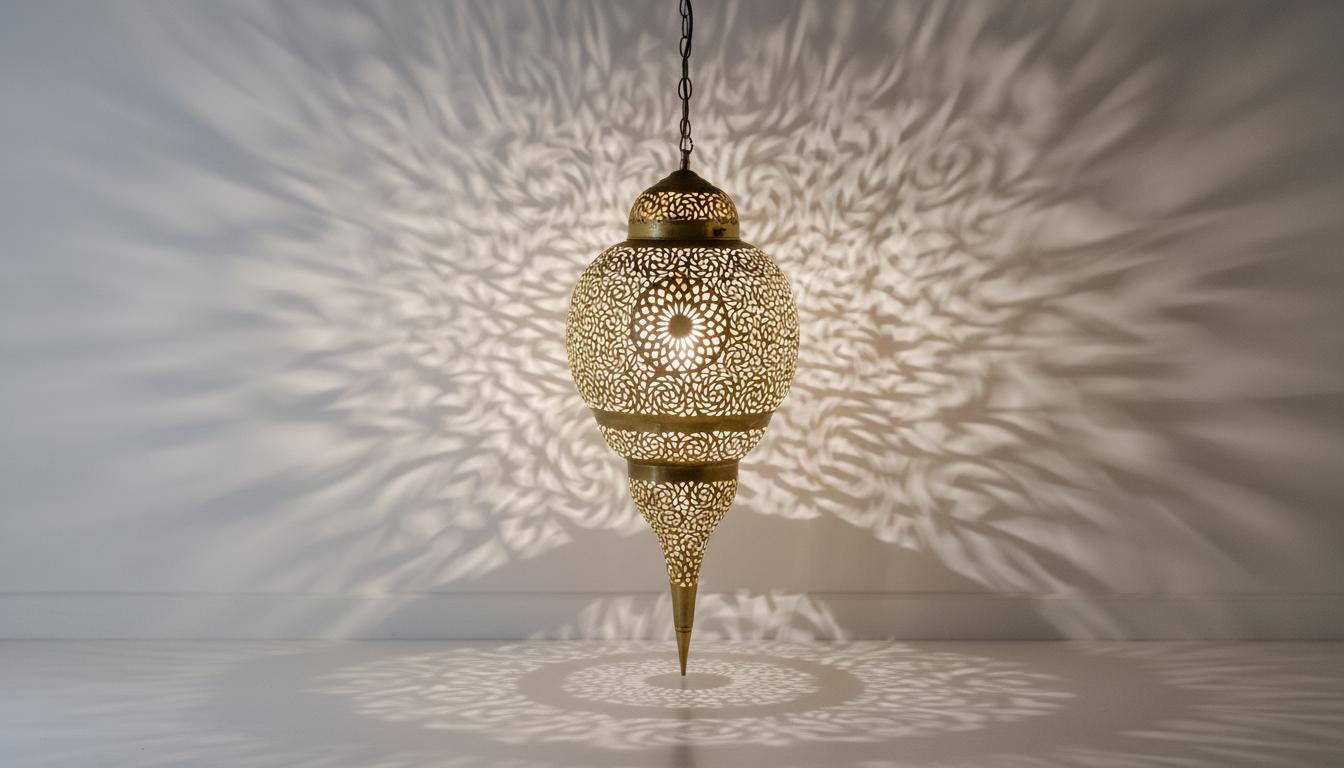 Handmade Moroccan Brass Pendant Light , Simple Boho Hanging Lamp for Living Room, Moroccan Ceiling Lamp, Entryway and Home Decor