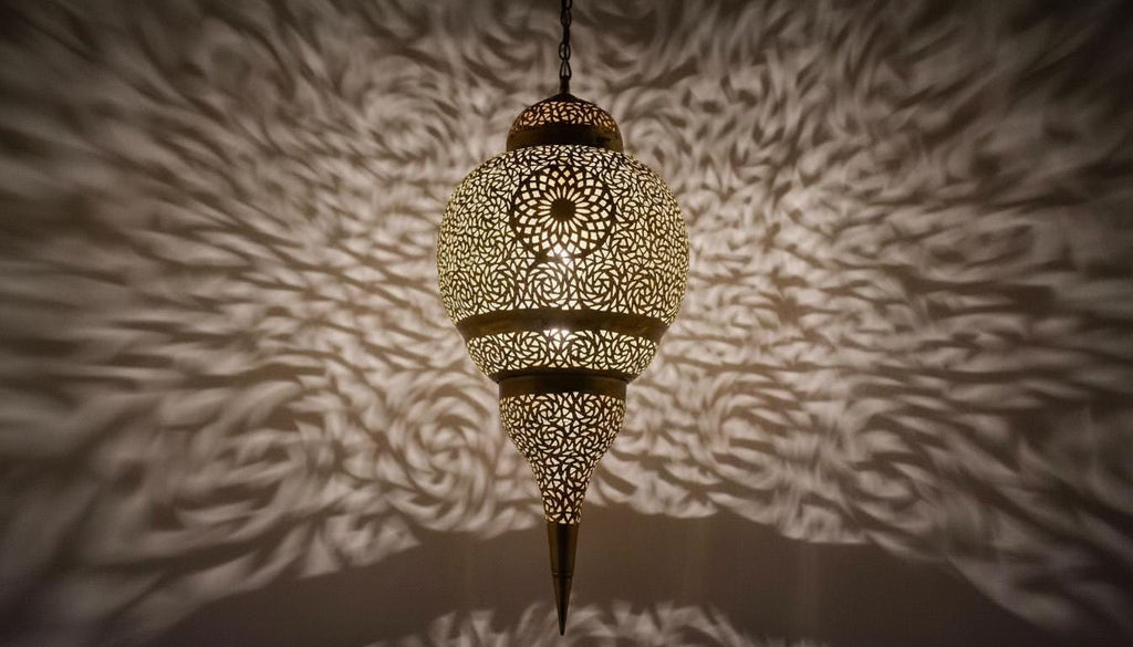 Handmade Moroccan Brass Pendant Light , Simple Boho Hanging Lamp for Living Room, Moroccan Ceiling Lamp, Entryway and Home Decor