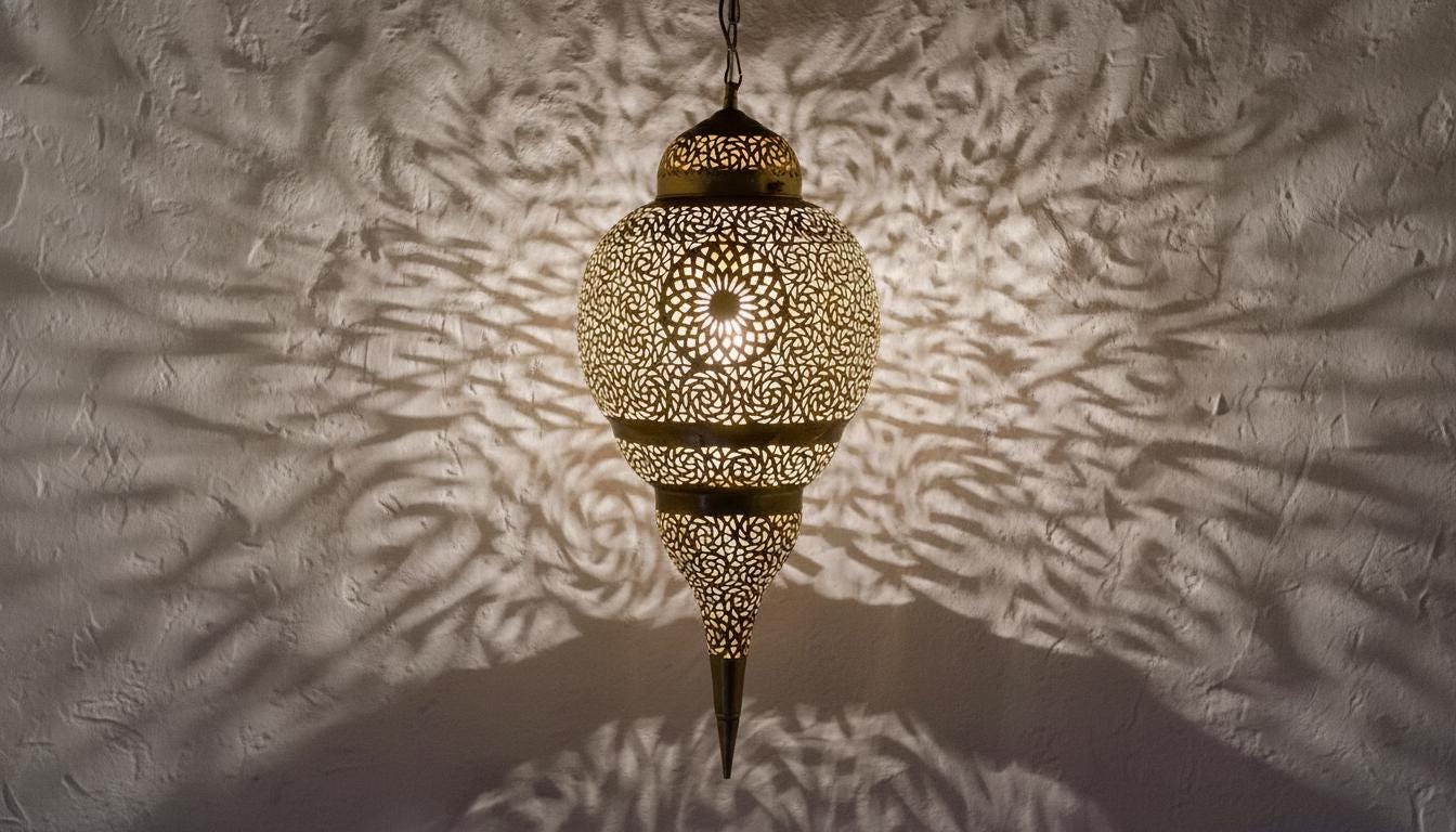Handmade Moroccan Brass Pendant Light , Simple Boho Hanging Lamp for Living Room, Moroccan Ceiling Lamp, Entryway and Home Decor