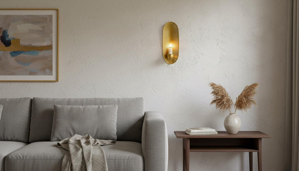 Handmade Moroccan Brass Wall Sconce , Moroccan Brass Candle , Gold Leaf Accent ,Round or Oval Gold Leaf Wall Light  Moroccan Boho Lighting