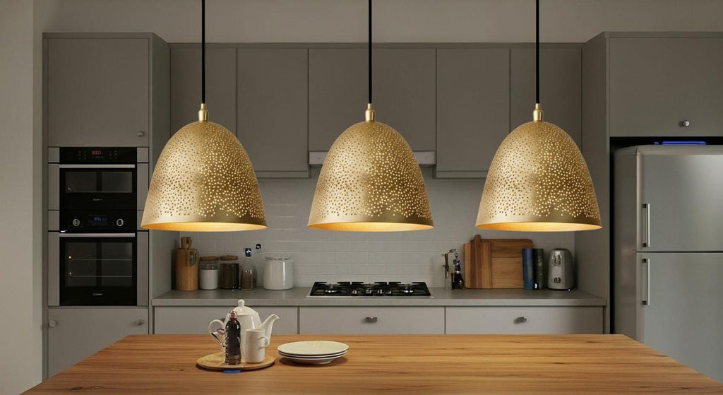 Handmade Moroccan Dome Brass Pendant Light – Pierced Brass Lampshade, Engraved Ceiling Lamp, Boho Hanging Light, Moroccan Dome Lamp