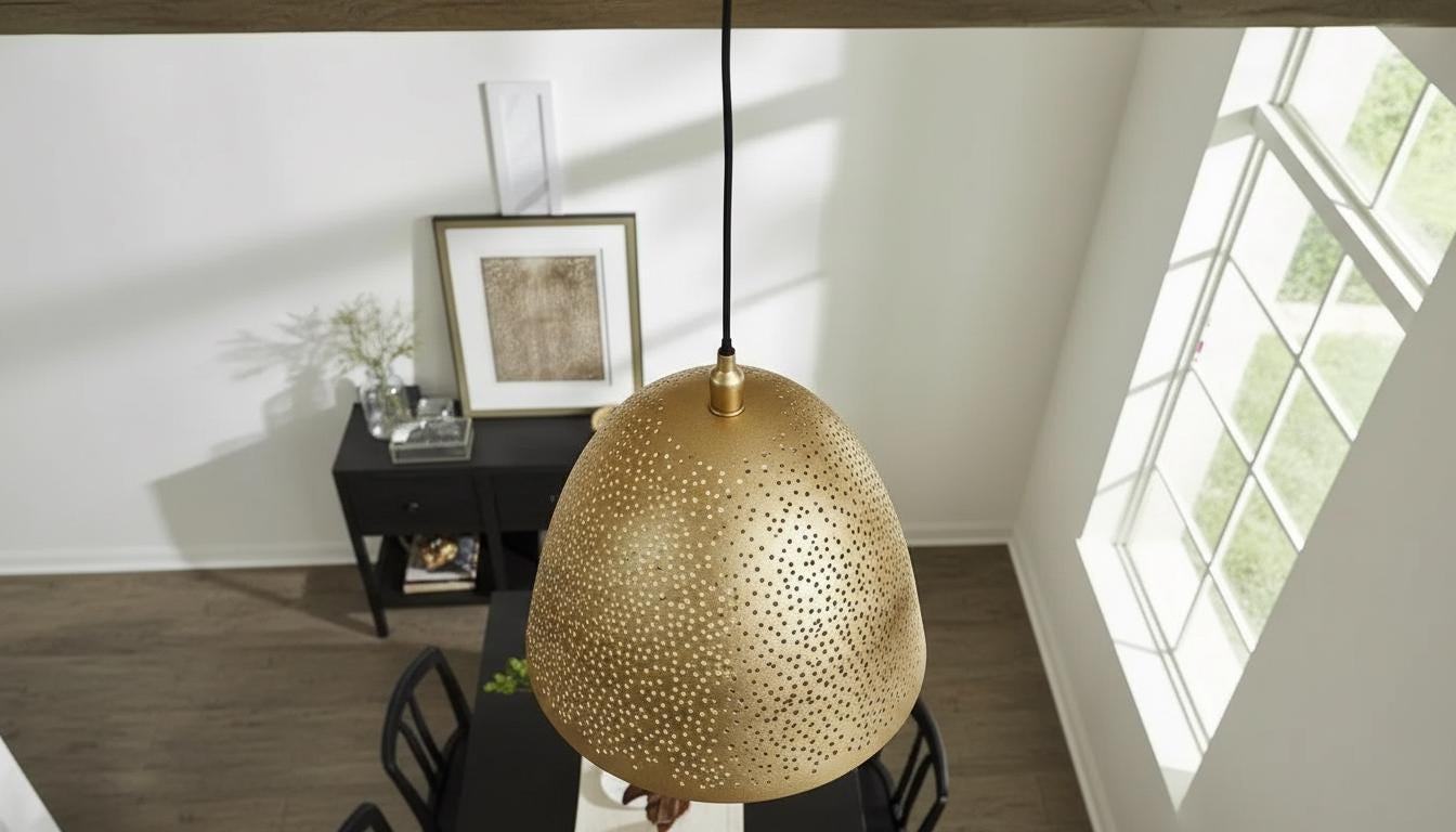 Handmade Moroccan Dome Brass Pendant Light – Pierced Brass Lampshade, Engraved Ceiling Lamp, Boho Hanging Light, Moroccan Dome Lamp