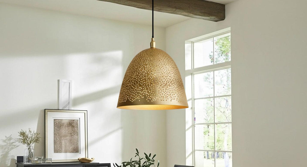 Handmade Moroccan Dome Brass Pendant Light – Pierced Brass Lampshade, Engraved Ceiling Lamp, Boho Hanging Light, Moroccan Dome Lamp