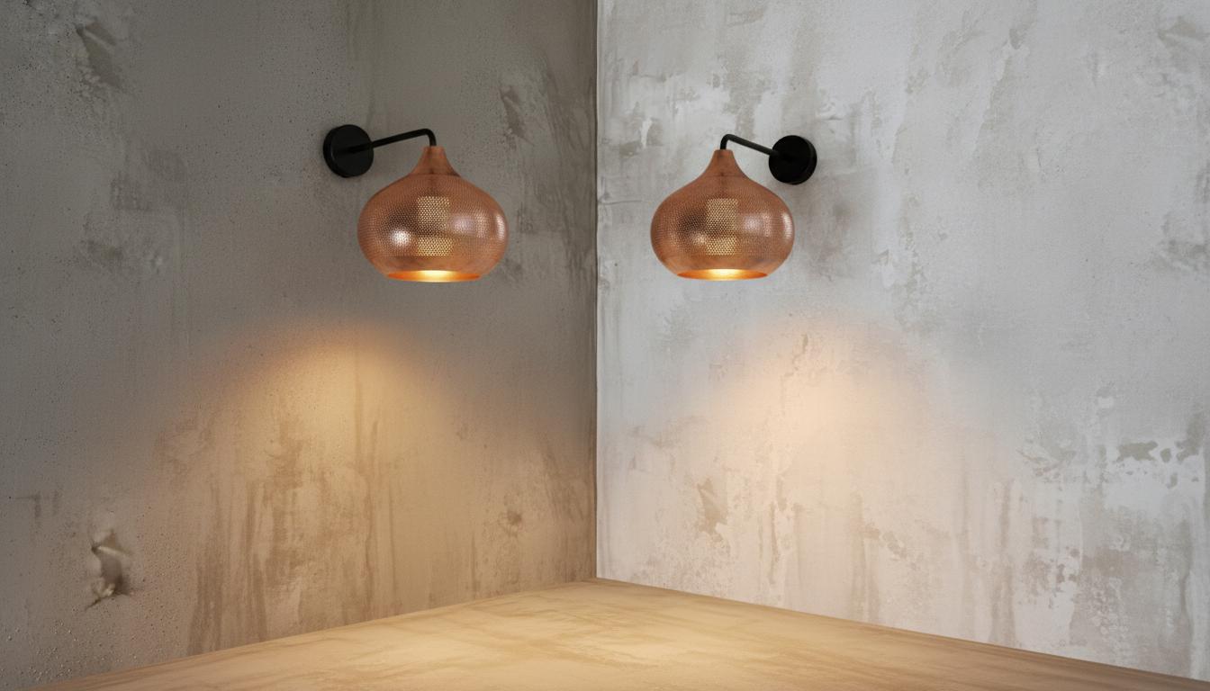 Handmade Copper Wall Light, Moroccan Perforated Sconce, Brass Wall Lamp Fixture, Boho Bedroom or Hallway Lighting