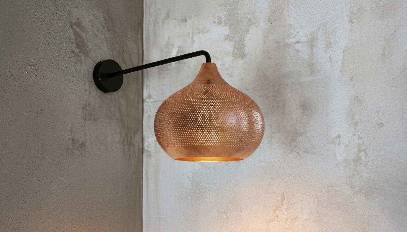 Handmade Copper Wall Light, Moroccan Perforated Sconce, Brass Wall Lamp Fixture, Boho Bedroom or Hallway Lighting