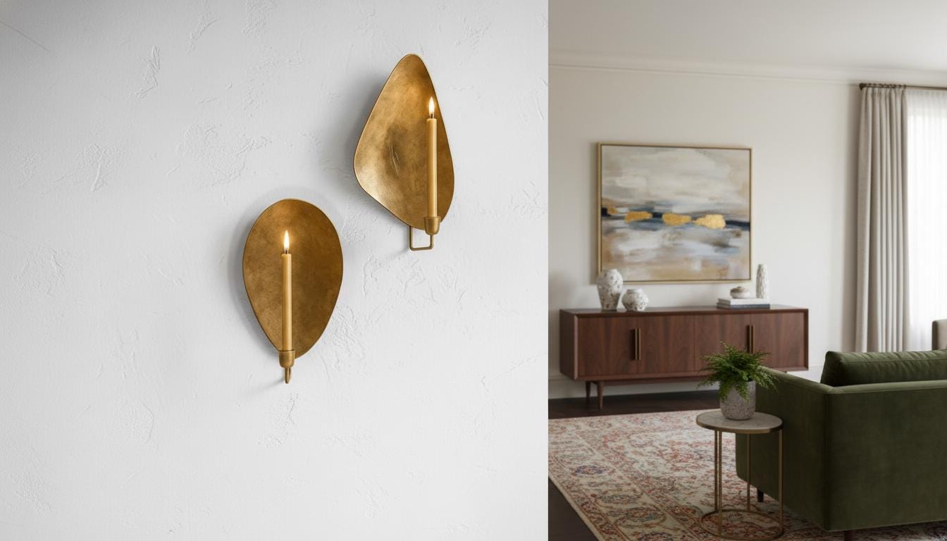 Handmade Moroccan Brass Wall Sconce , Moroccan Brass Candle , Gold Leaf Accent ,Round or Oval Gold Leaf Wall Light  Moroccan Boho Lighting
