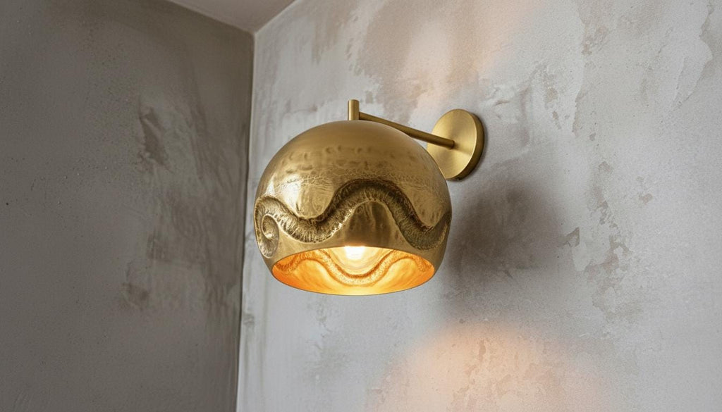 Handmade Brass Wall Light, Modern Hammered Sconce, Gold Wall Lamp Fixture, Elegant Bedroom or Hallway Lighting