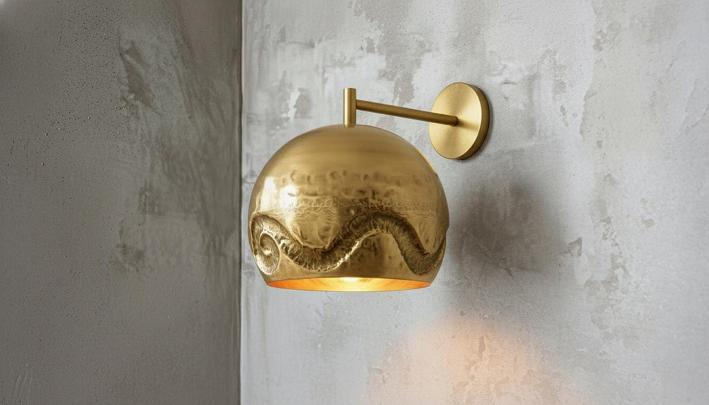 Handmade Brass Wall Light, Modern Hammered Sconce, Gold Wall Lamp Fixture, Elegant Bedroom or Hallway Lighting