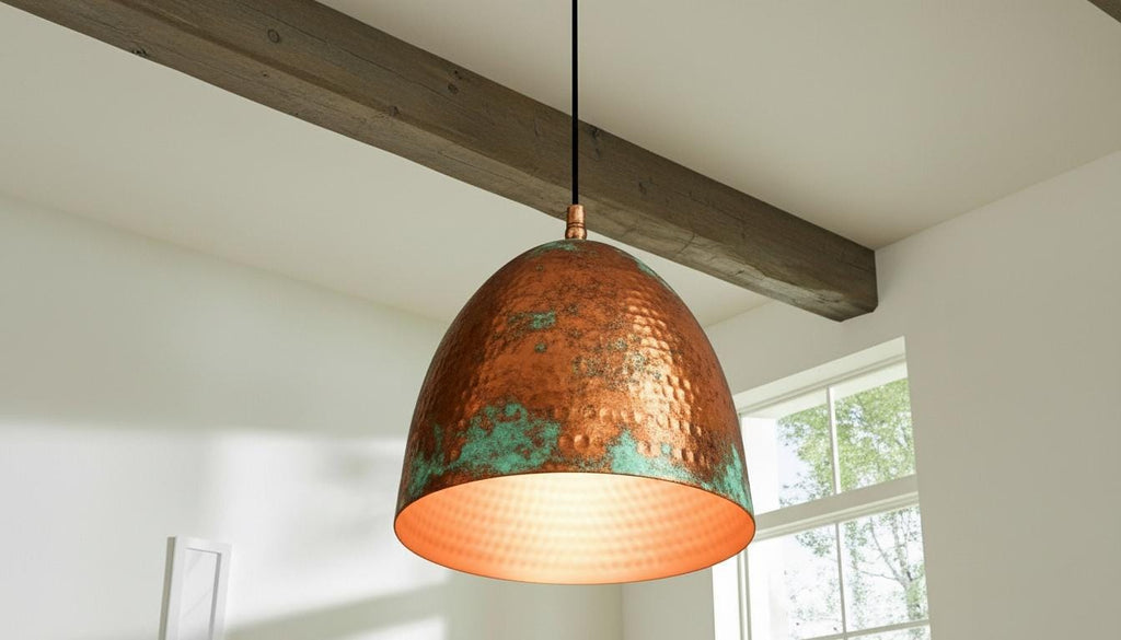 Oxidized Dome Ceiling Lamp , Green Patina Moroccan Fixture ,Hanging Fixture, Rustic Island Kitchen, Dining Room