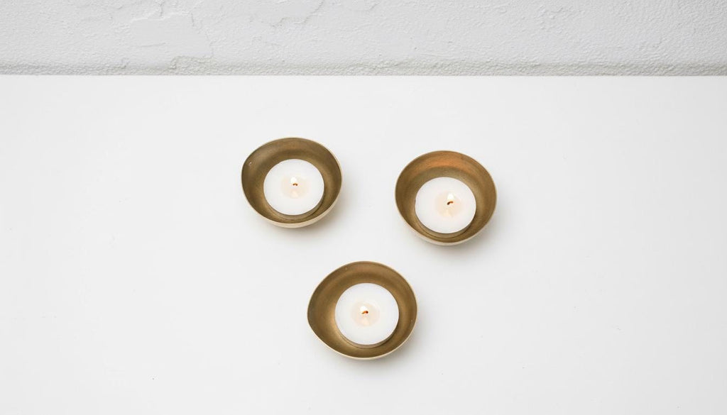 Set of 2 Yellow Brass Candle Holders – Handmade Hammered Brass Candle Holder Set, Moroccan Metal Candle Stand, Vintage Home Decor