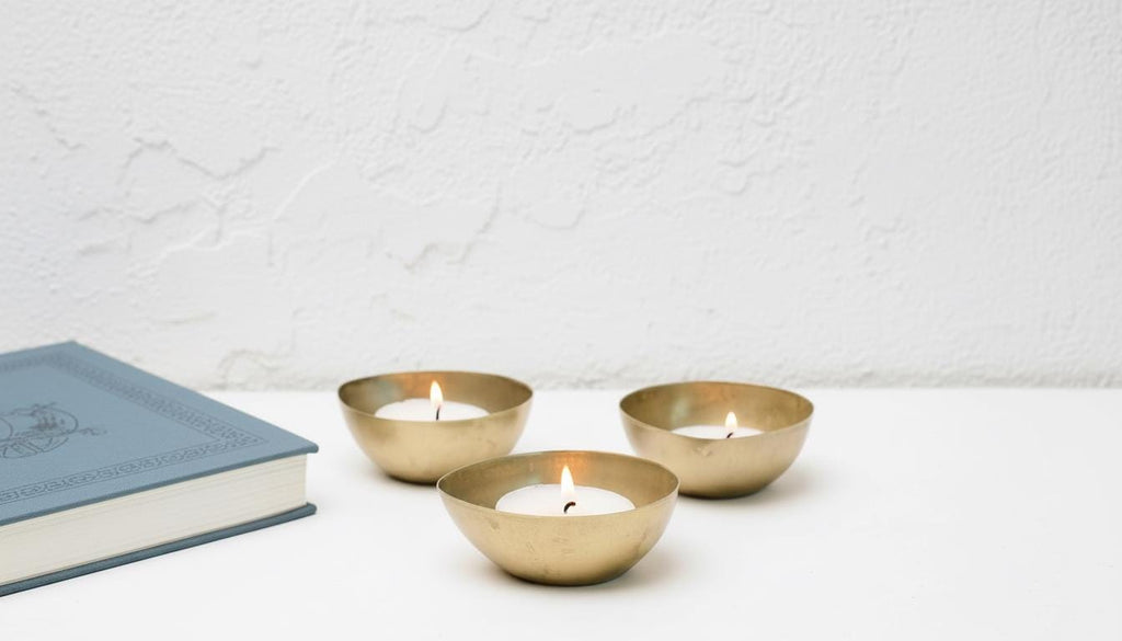 Set of 2 Yellow Brass Candle Holders – Handmade Hammered Brass Candle Holder Set, Moroccan Metal Candle Stand, Vintage Home Decor
