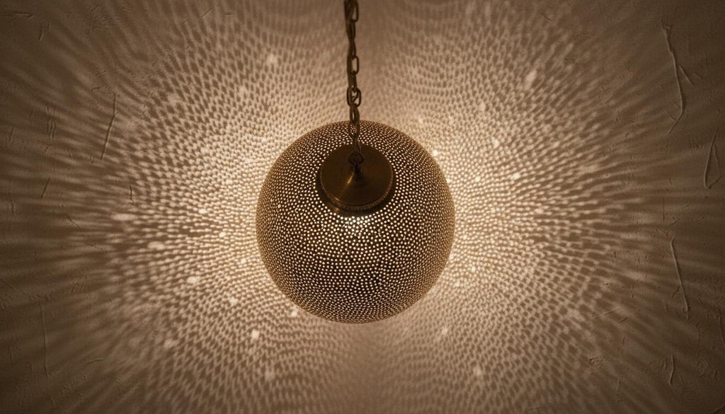 Moroccan Brass Pendant Light – Handmade Brass Hanging Lamp, Boho Home Lighting, Decorative Moroccan Chandelier, Modern Metal Lampshade