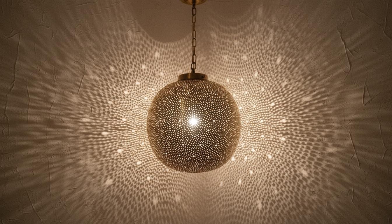 Moroccan Brass Pendant Light – Handmade Brass Hanging Lamp, Boho Home Lighting, Decorative Moroccan Chandelier, Modern Metal Lampshade