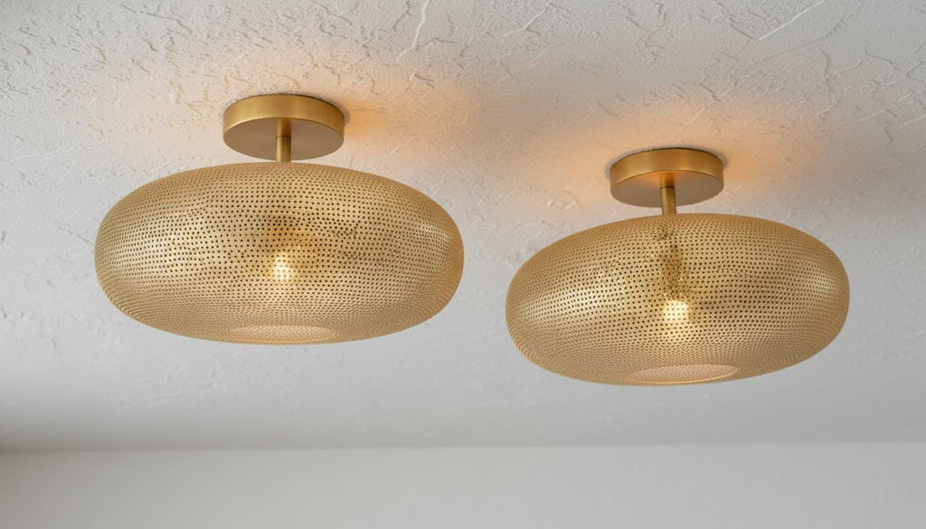 Handcrafted Moroccan Brass Pendant Light: Pierced Teardrop Boho Lamp
