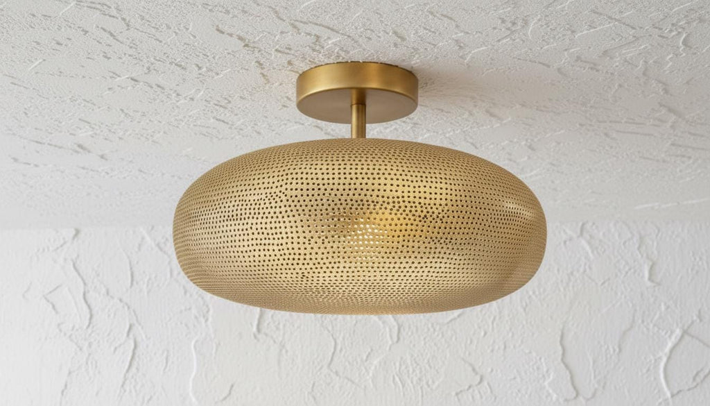 Handcrafted Moroccan Brass Pendant Light: Pierced Teardrop Boho Lamp