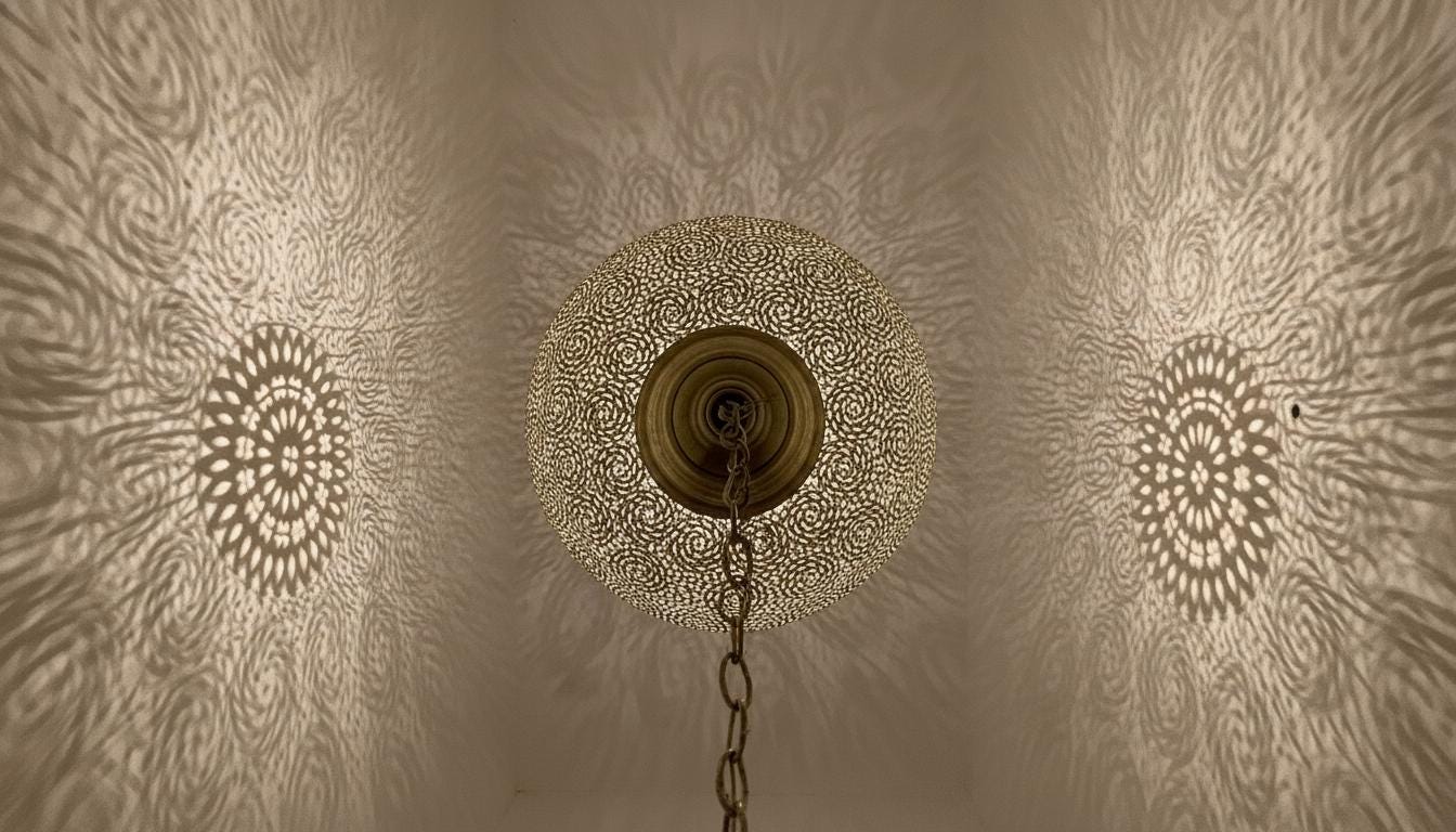 Handmade Brass Hanging Lamp,Moroccan Brass Pendant Light –Boho Home Lighting, Decorative Moroccan Chandelier, Modern Metal Lampshade