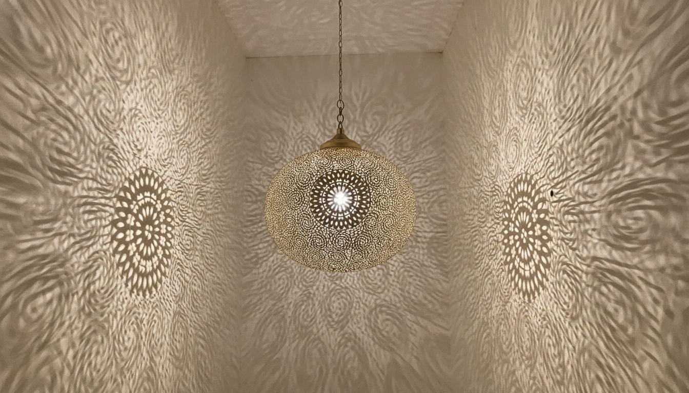 Handmade Brass Hanging Lamp,Moroccan Brass Pendant Light –Boho Home Lighting, Decorative Moroccan Chandelier, Modern Metal Lampshade