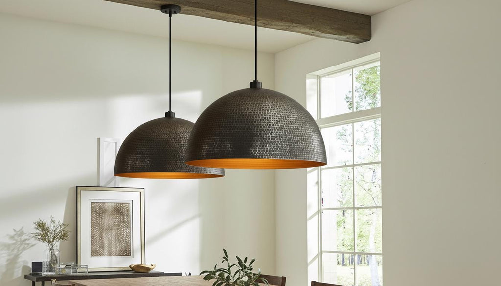 Set of 2 Hammered black Brass Dome Pendant Light, Oxidized Ceiling Fixture , Solid Rustic Copper Farmhouse Kitchen Island Light Fixture