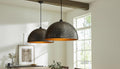 Set of 2 Hammered black Brass Dome Pendant Light, Oxidized Ceiling Fixture , Solid Rustic Copper Farmhouse Kitchen Island Light Fixture