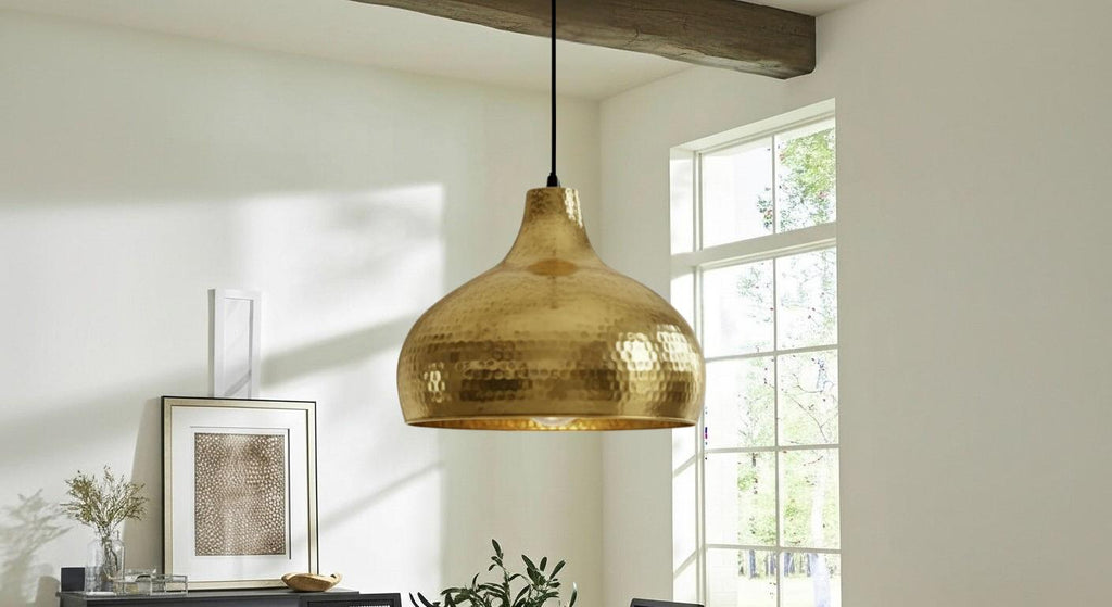 Handmade Copper Dome Pendant Lamp, Moroccan Industrial Lighting