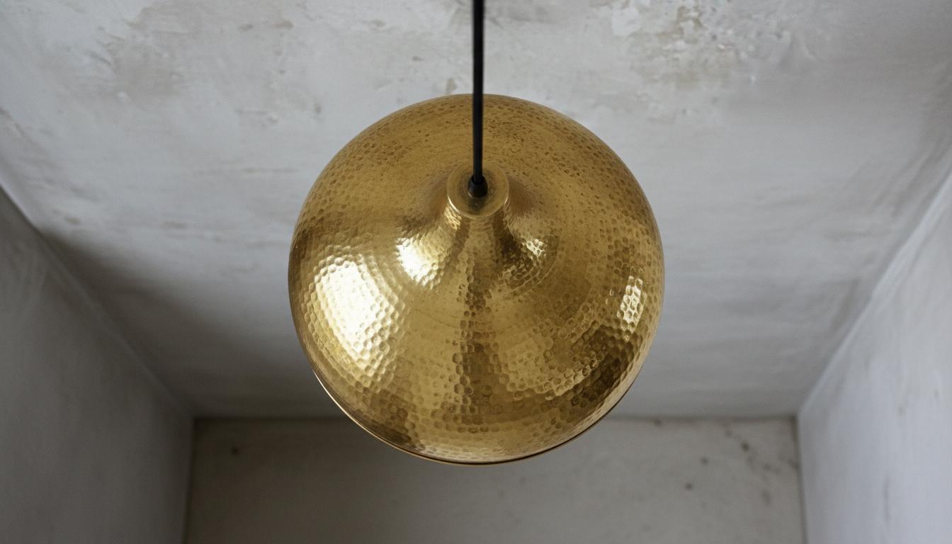 Handmade Copper Dome Pendant Lamp, Moroccan Industrial Lighting