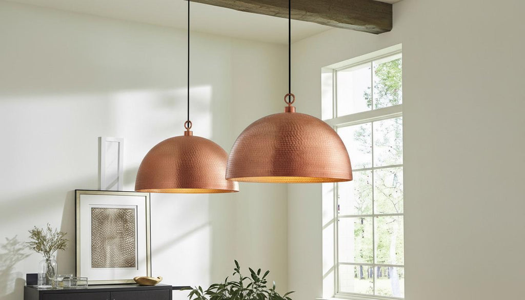 Handmade Copper Dome Pendant Light – Hammered Oxidized Ceiling Fixture, Rustic Farmhouse Kitchen Island Lighting,Rustic Modern Hanging Lamp