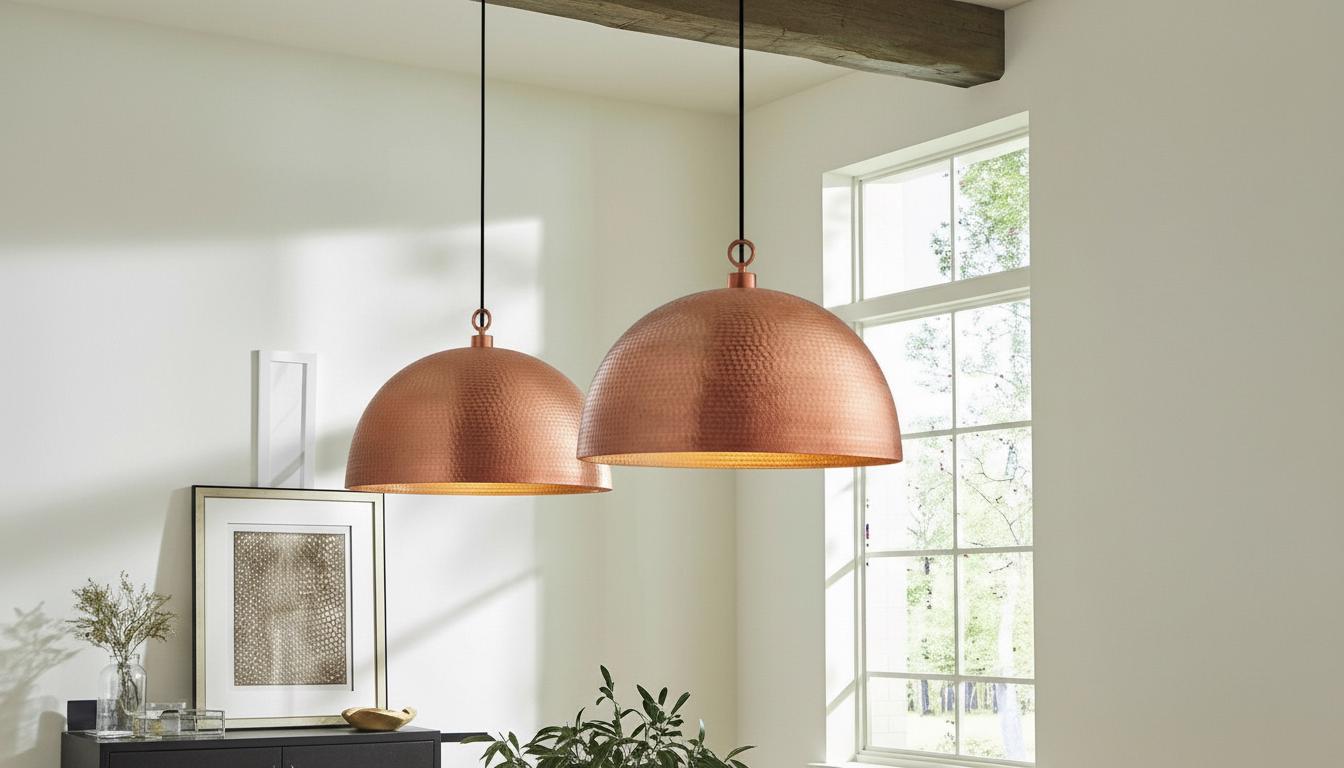 Handmade Copper Dome Pendant Light – Hammered Oxidized Ceiling Fixture, Rustic Farmhouse Kitchen Island Lighting,Rustic Modern Hanging Lamp