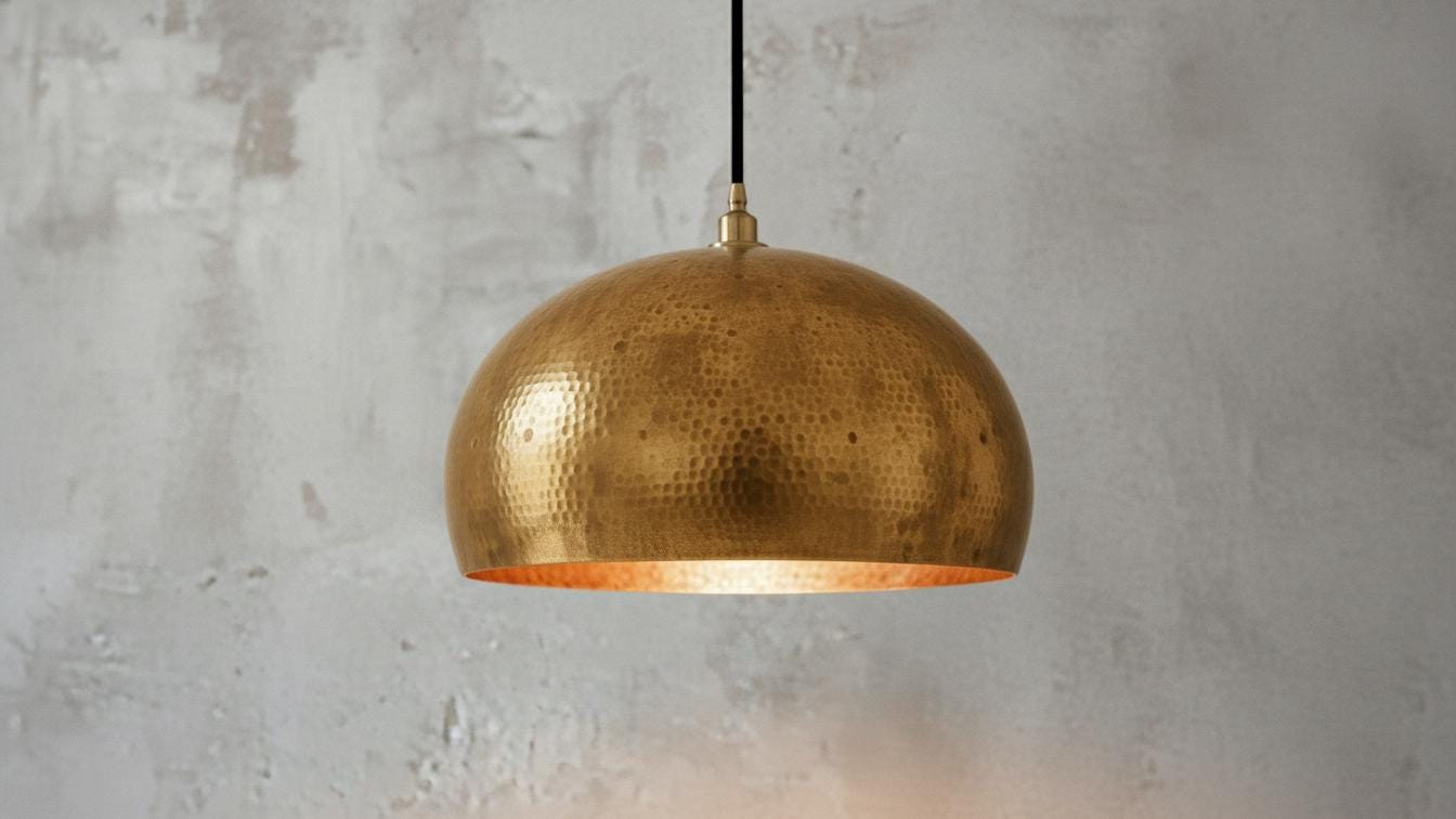 Handmade Brass Dome Pendant Light – Moroccan Brass Ceiling Lamp, Boho Modern Hanging Light Fixture  – Kitchen Island Lighting