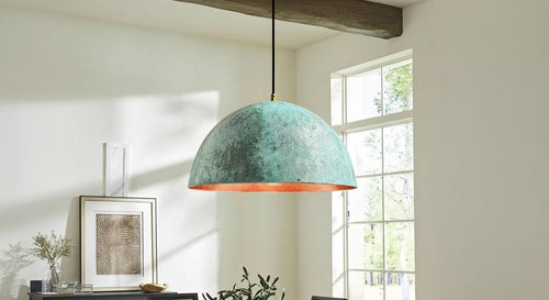 Green Patina Dome Lamp , Oxidized pendant Copper Patina Light , Hanging Pendant Lighting, Kitchen Island Lighting ,Ceiling Light Fixture