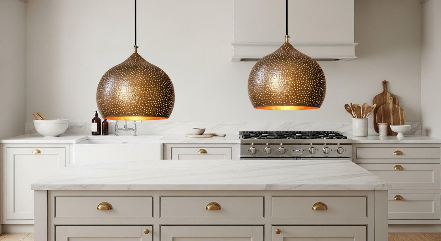 Hammered Copper Dome Pendant Light,  Moroccan  Kitchen Lighting , Hand-Forged Swirl Design , Rustic Farmhouse  ,Green Patina Brass