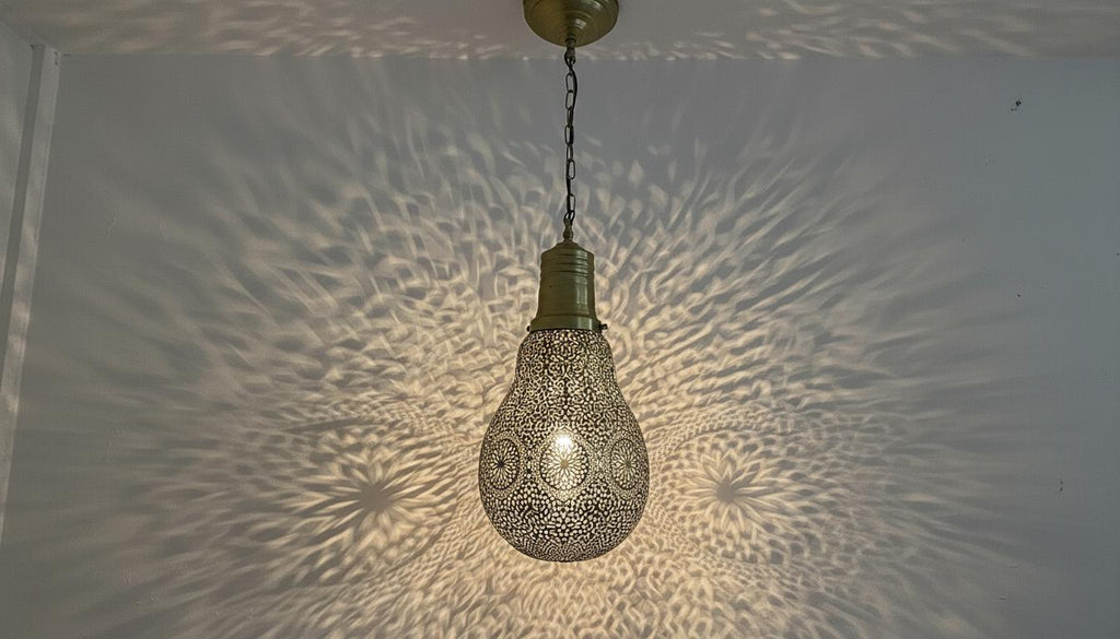 Moroccan Brass Pendant Light, Handmade Home Decor Lighting