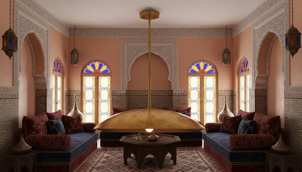 Handmade Hammered Brass Pendant Light: Gold Leaf Moroccan Dome