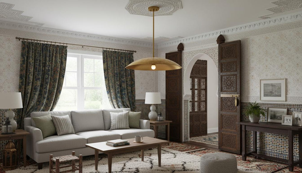 Handmade Hammered Brass Pendant Light: Gold Leaf Moroccan Dome