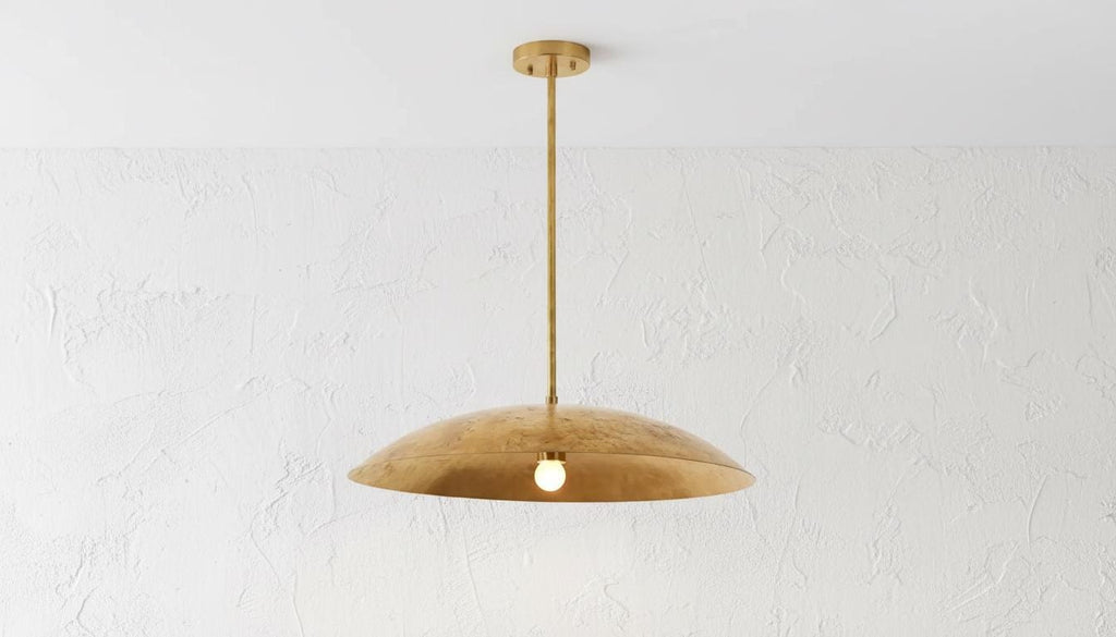 Handmade Hammered Brass Pendant Light: Gold Leaf Moroccan Dome