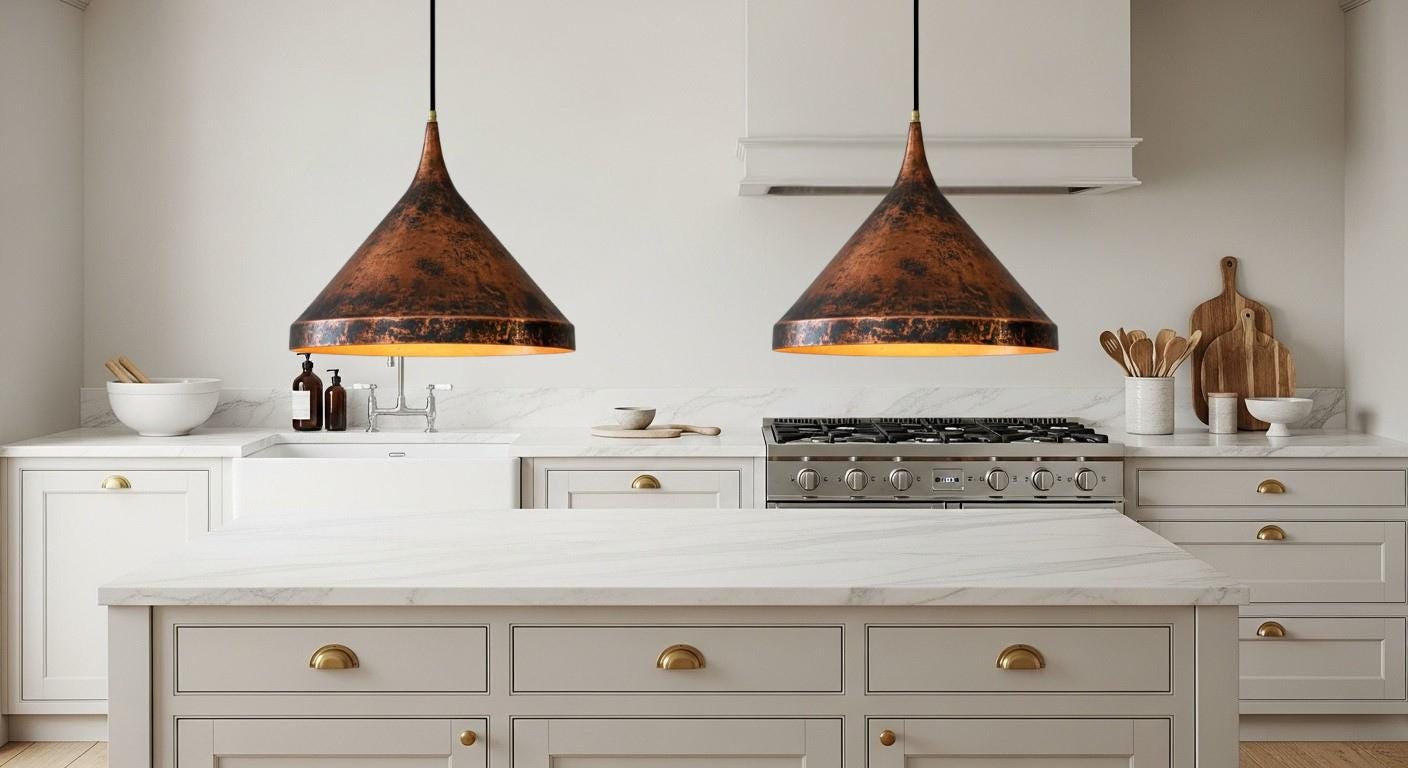 Aged Copper Cone Pendant, Handmade Brass Hanging Lamp, Rustic Industrial Light Fixture, Modern Rustic Home Decor Handmade Vintage Ceiling Fixture, Handmade Copper Patina Lamp,Hammered Copper Pendant Light – Solid Copper Dome Ceiling Lamp Kitchen Island