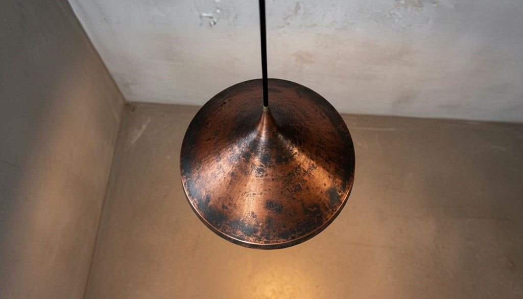 Aged Copper Cone Pendant, Handmade Brass Hanging Lamp, Rustic Industrial Light Fixture, Modern Rustic Home Handmade Vintage Ceiling Fixture, Handmade Copper Patina Lamp,Hammered Copper Pendant Light – Solid Copper Dome Ceiling Lamp Kitchen Island