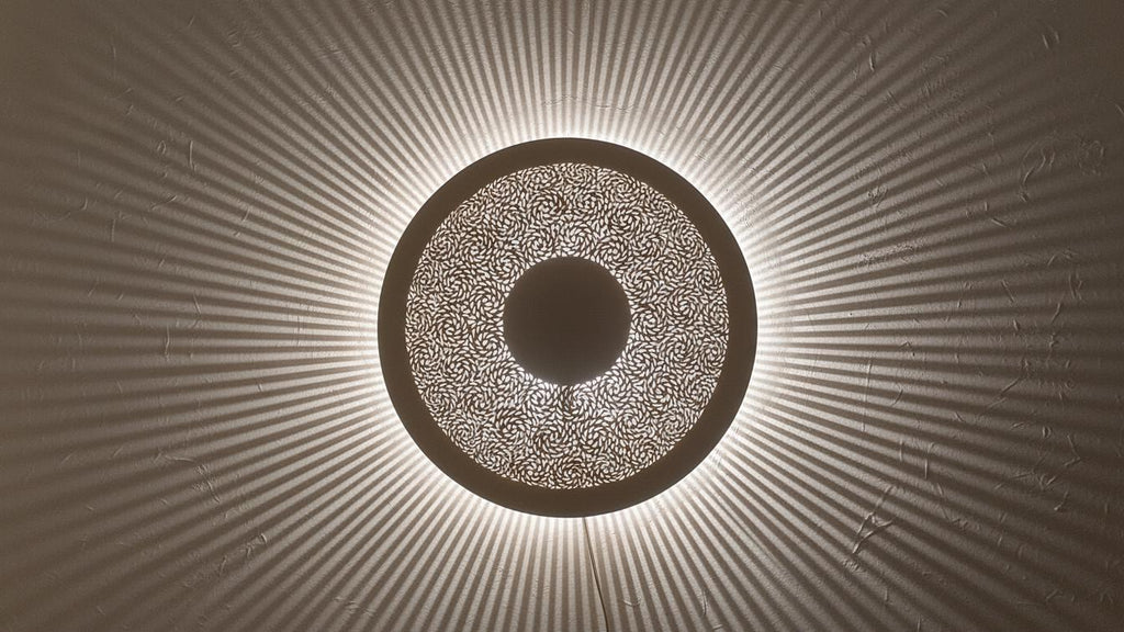 Moroccan Brass Round Wall Lamp | Handmade Oriental Light Fixture | Boho Rustic Wall Sconce | Vintage Shadow Wall Decor Morocco Brass lantern