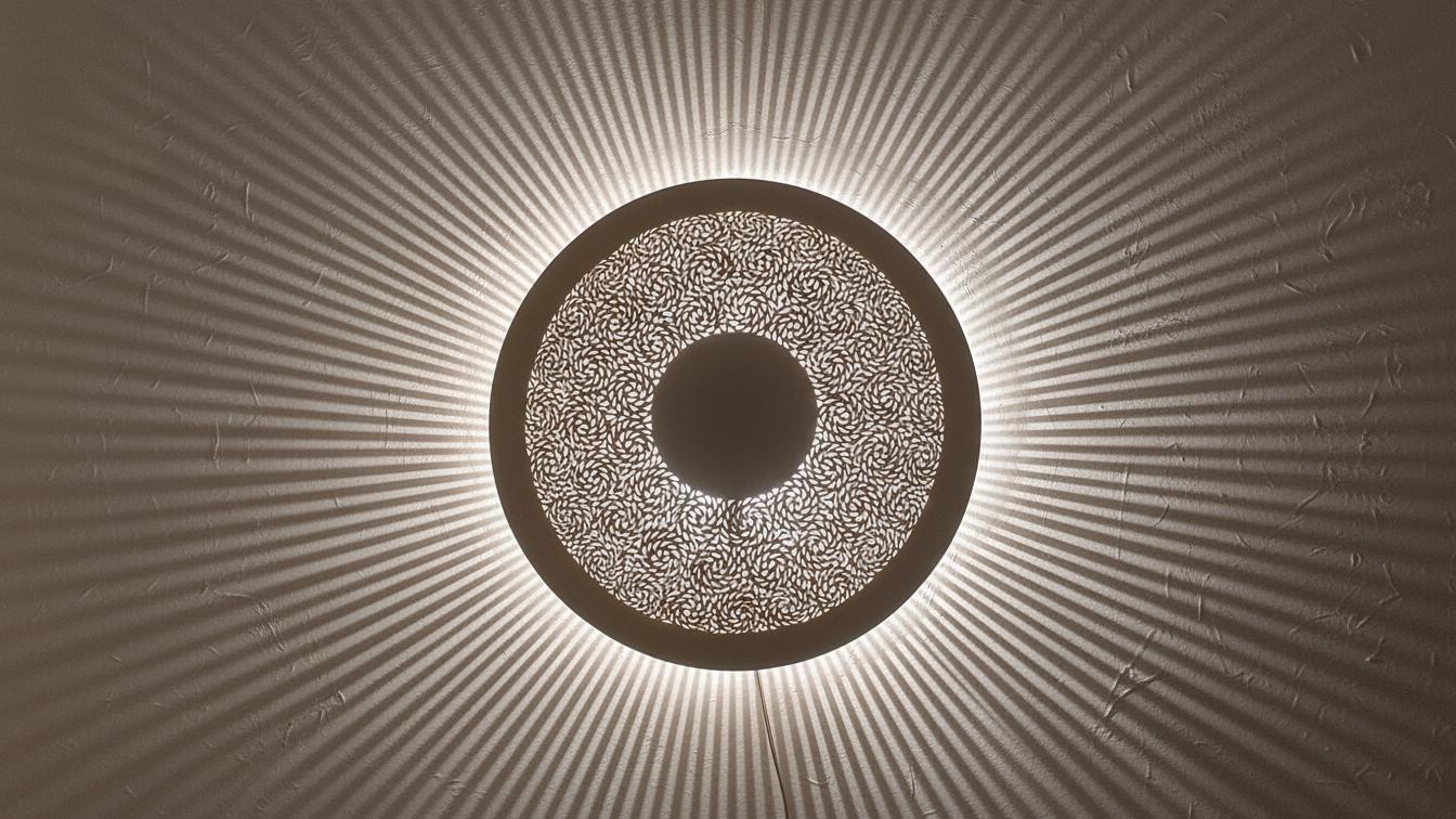 Moroccan Brass Round Wall Lamp | Handmade Oriental Light Fixture | Boho Rustic Wall Sconce | Vintage Shadow Wall Decor Morocco Brass lantern