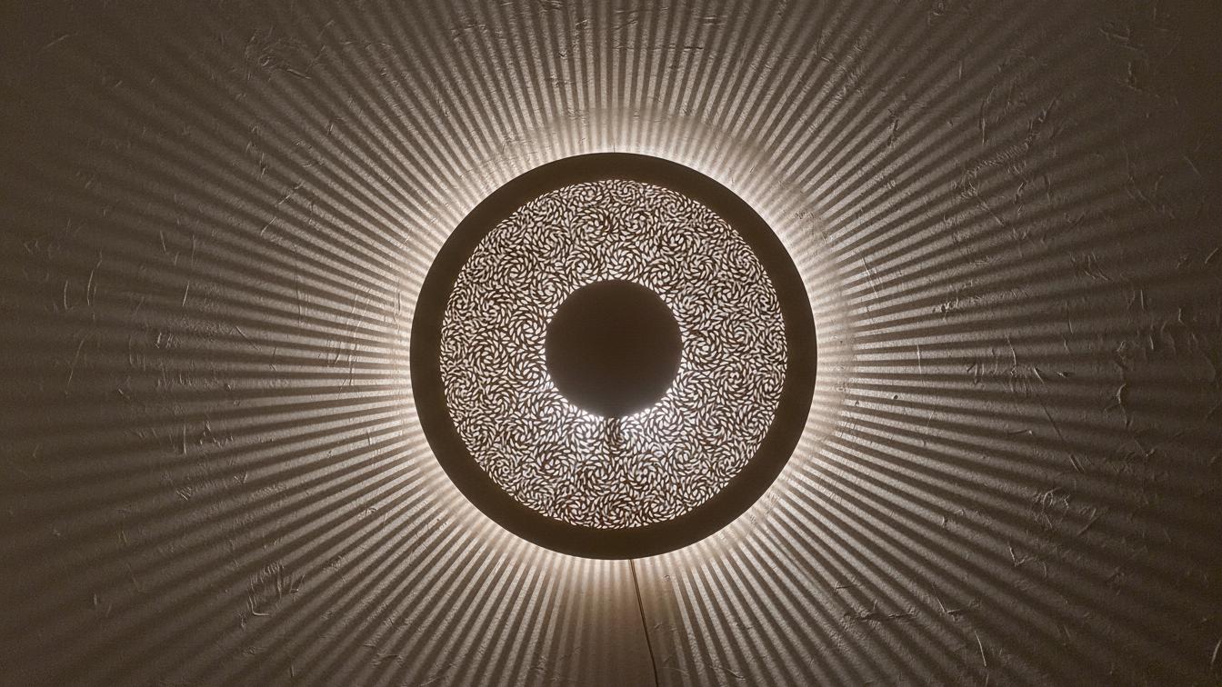 Moroccan Brass Round Wall Lamp | Handmade Oriental Light Fixture | Boho Rustic Wall Sconce | Vintage Shadow Wall Decor Morocco Brass lantern
