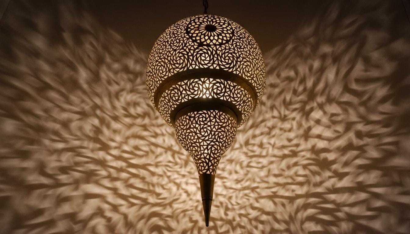 Handmade Moroccan Brass Pendant Light , Simple Boho Hanging Lamp for Living Room, Moroccan Ceiling Lamp, Entryway and Home Decor