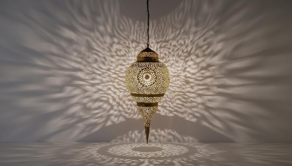 Handmade Moroccan Brass Pendant Light , Simple Boho Hanging Lamp for Living Room, Moroccan Ceiling Lamp, Entryway and Home Decor