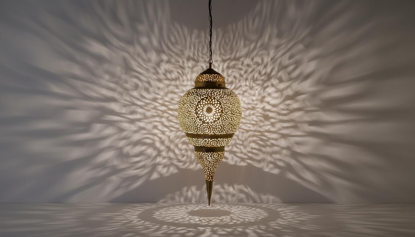 Handmade Moroccan Brass Pendant Light , Simple Boho Hanging Lamp for Living Room, Moroccan Ceiling Lamp, Entryway and Home Decor
