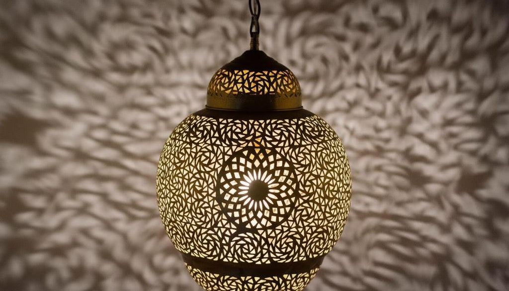 Handmade Moroccan Brass Pendant Light , Simple Boho Hanging Lamp for Living Room, Moroccan Ceiling Lamp, Entryway and Home Decor