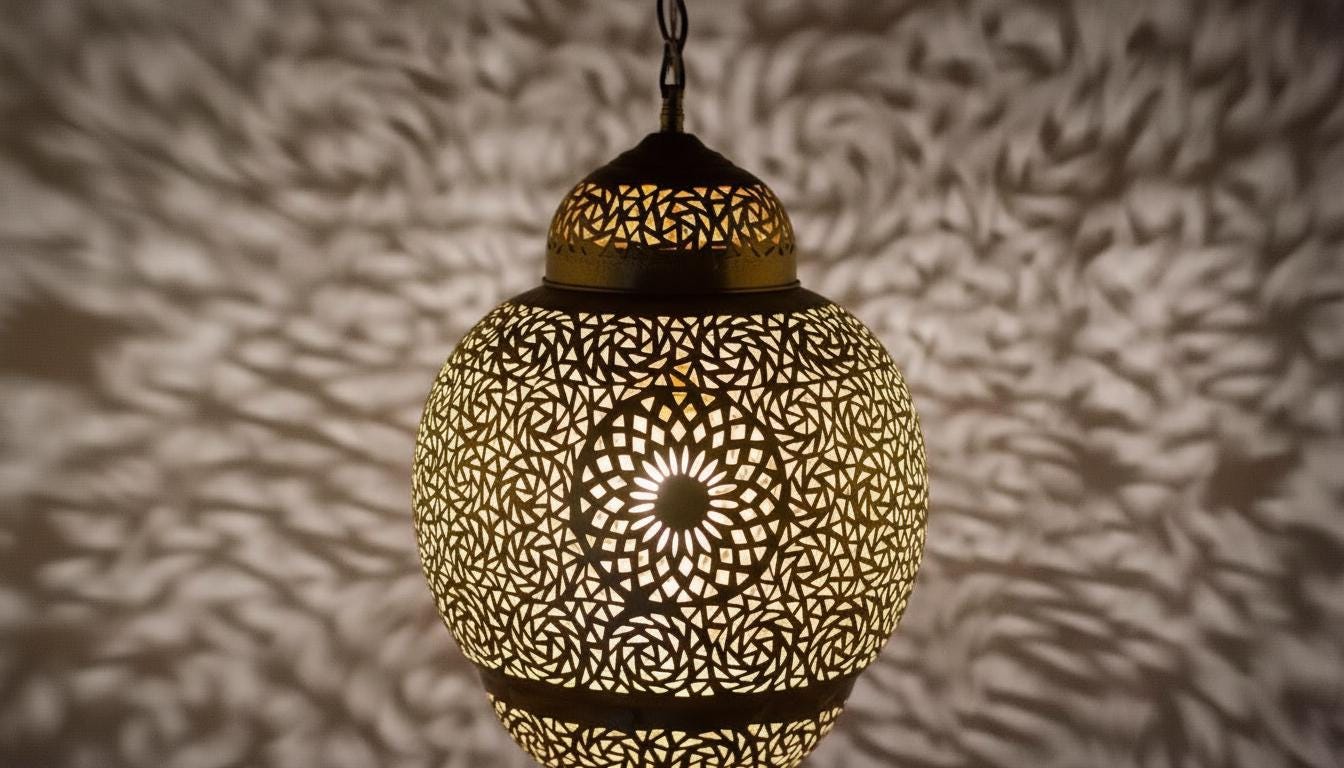 Handmade Moroccan Brass Pendant Light , Simple Boho Hanging Lamp for Living Room, Moroccan Ceiling Lamp, Entryway and Home Decor
