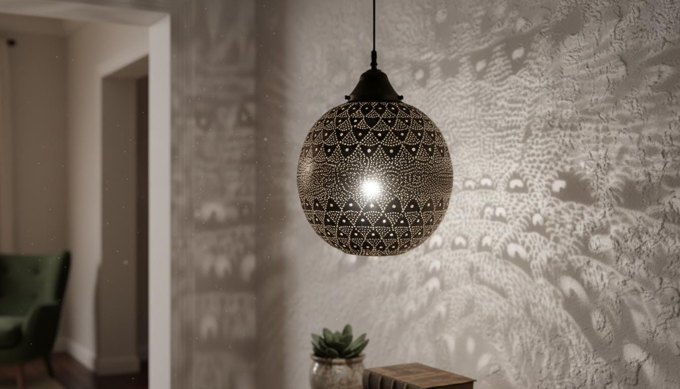 Handmade Moroccan Brass Lamp - Hammered Lampshade -Hanging Lamp Moroccan Ceiling Lamp, Handmade Chandelier,Brass Lamp,Morocco Brass lantern