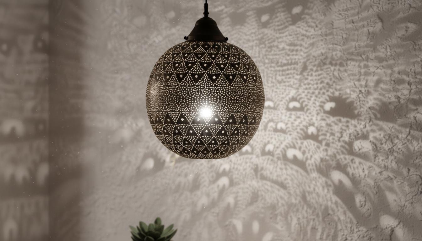 Handmade Moroccan Brass Lamp - Hammered Lampshade -Hanging Lamp Moroccan Ceiling Lamp, Handmade Chandelier,Brass Lamp,Morocco Brass lantern