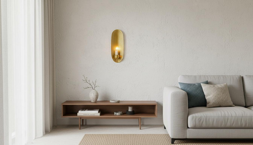 Handmade Moroccan Brass Wall Sconce , Moroccan Brass Candle , Gold Leaf Accent ,Round or Oval Gold Leaf Wall Light  Moroccan Boho Lighting