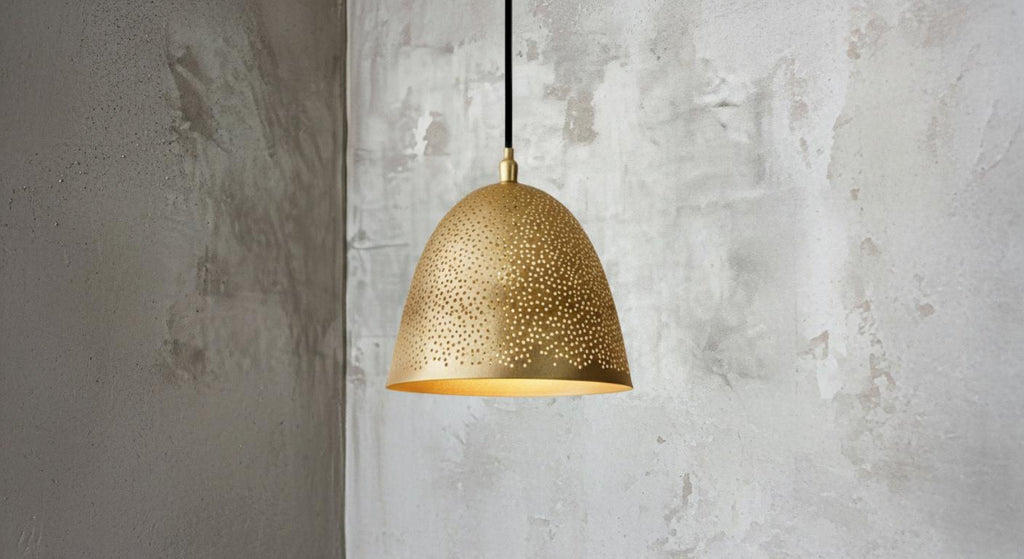Handmade Moroccan Dome Brass Pendant Light – Pierced Brass Lampshade, Engraved Ceiling Lamp, Boho Hanging Light, Moroccan Dome Lamp