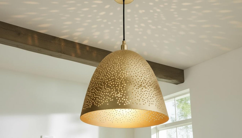 Handmade Moroccan Dome Brass Pendant Light – Pierced Brass Lampshade, Engraved Ceiling Lamp, Boho Hanging Light, Moroccan Dome Lamp