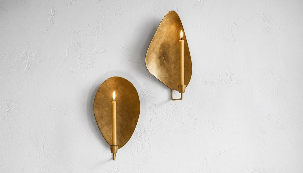 Handmade Moroccan Brass Wall Sconce , Moroccan Brass Candle , Gold Leaf Accent ,Round or Oval Gold Leaf Wall Light  Moroccan Boho Lighting